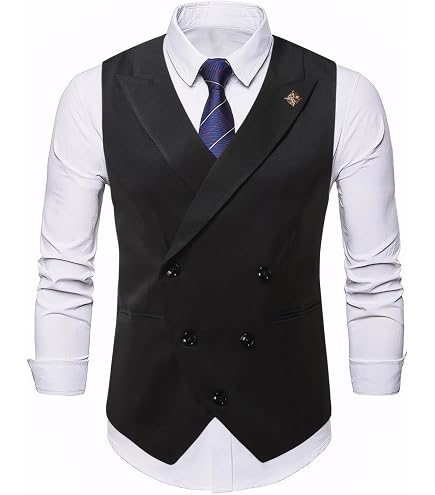 Amazon.co.jp: ダブルブレストスーツベスト男性ヴィンテージメンズ